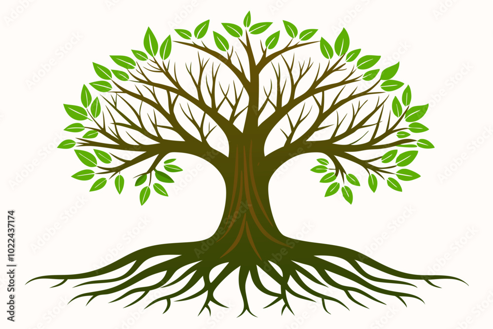 Naklejka premium a tree with many roots on a white background