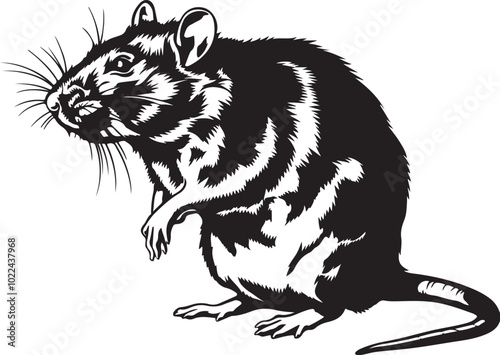 silhouette vector, and art style rat