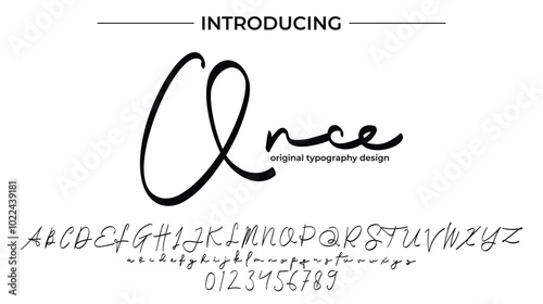 Once Font Stylish brush painted an uppercase vector letters, alphabet, typeface