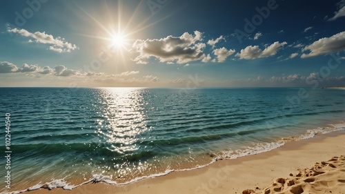 Beautiful tropical seascape with cloudy sky. photo