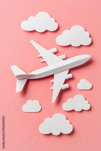 Paper airplane in the clouds
