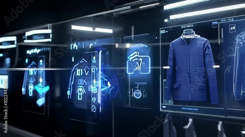 Futuristic Digital Fashion Store Interface with Holographic Displays