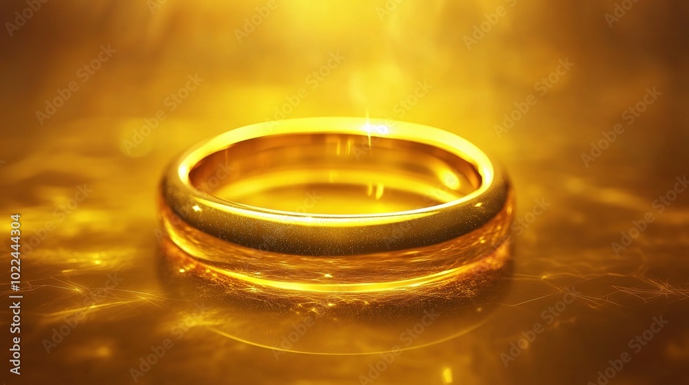 Elegant Gold Ring on a Shimmering Background Elegant Gold Ring on a Shimmering Background