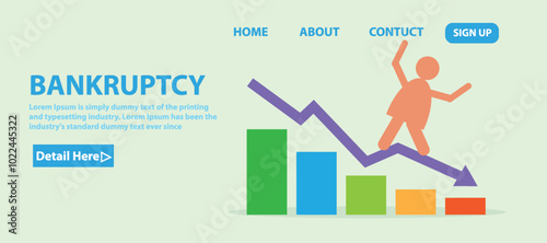 Bankruptcy, inflation. Global financial crisis, business failure vector illustration background business design 
