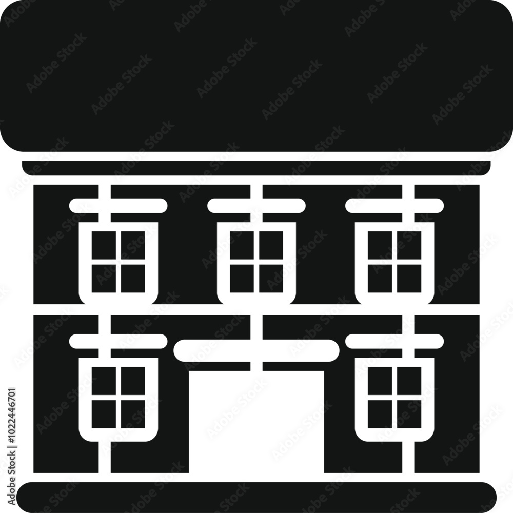 Simple vector of a two storey building facade with big windows, ideal for representing real estate business Simple vector of a two storey building facade with big windows, ideal for representing real estate business