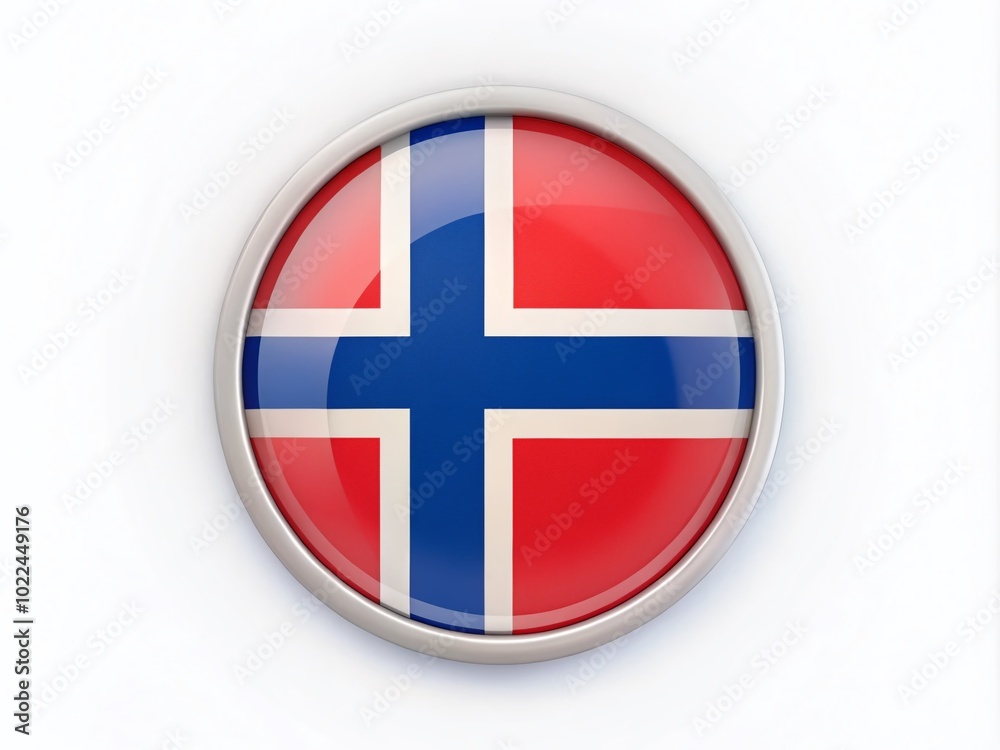 Norway National Flag Vector Icon - Low Light Photography for Stunning Round Design Norway National Flag Vector Icon - Low Light Photography for Stunning Round Design