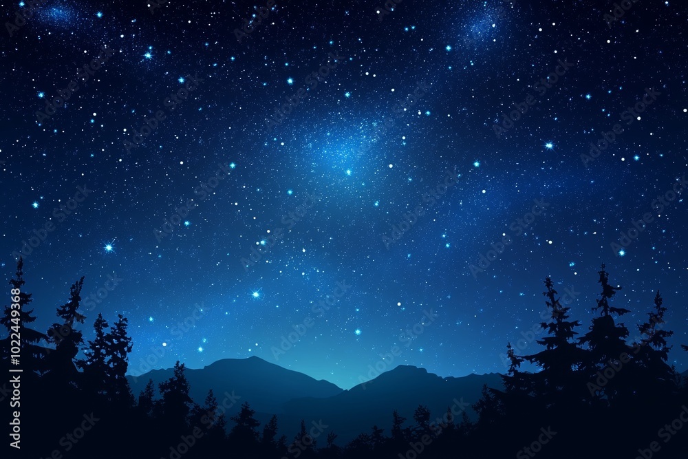 Starry night sky with deep blue tones, distant stars and constellations, mysterious and ethereal atmosphere with soft glow. Starry night sky with deep blue tones, distant stars and constellations, mysterious and ethereal atmosphere with soft glow.
