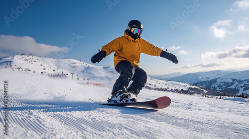 Snowboarder in action. Extreme winter sports.