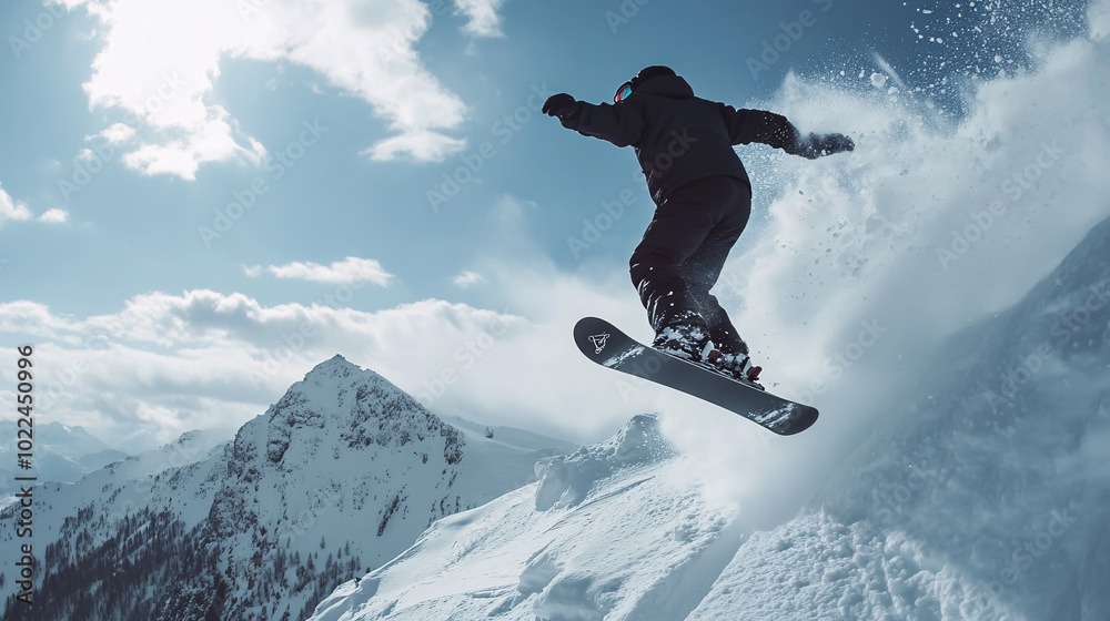 Snowboarder jumping. Snowboarder jumping.