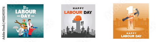 Wallpaper Mural Happy international labor day. International Workers Day. Labor day celebration design. Set flat vector modern illustration Torontodigital.ca