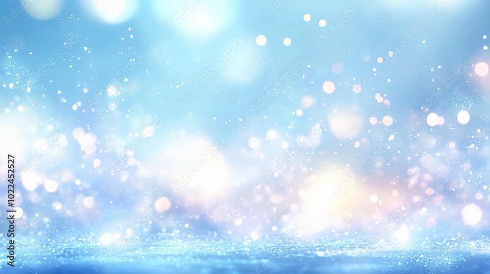 Soft Blue Bokeh Background with Glittering Lights Soft Blue Bokeh Background with Glittering Lights