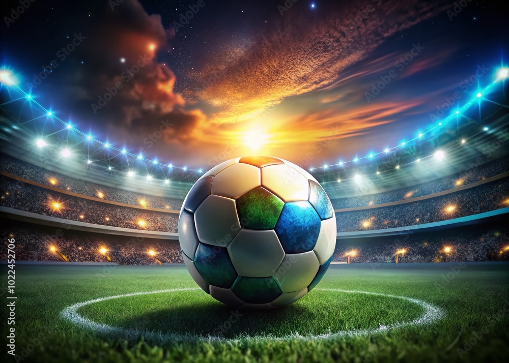 Naklejka premium Planet Football Logo Template in Low Light Photography for Creative Designs