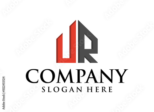 A modern logo featuring stylized letters and a slogan, representing a business identity.