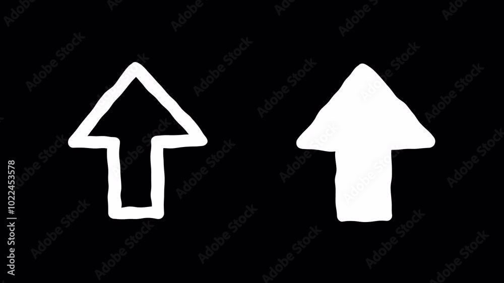 The hand-drawn loopable shaky up arrow animation set, isolated on a transparent background with an alpha channel. The hand-drawn loopable shaky up arrow animation set, isolated on a transparent background with an alpha channel.