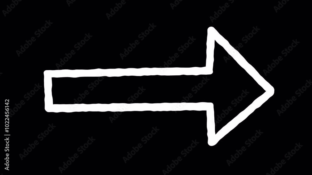 Hand-drawn arrow extending to the right and shaking, isolated on a 4k transparent background with alpha channel Hand-drawn arrow extending to the right and shaking, isolated on a 4k transparent background with alpha channel