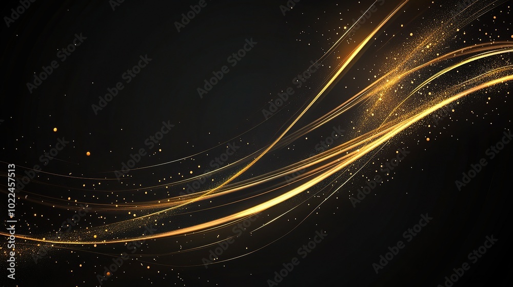 Fototapeta premium Golden Waves on Dark Background for Abstract Themes