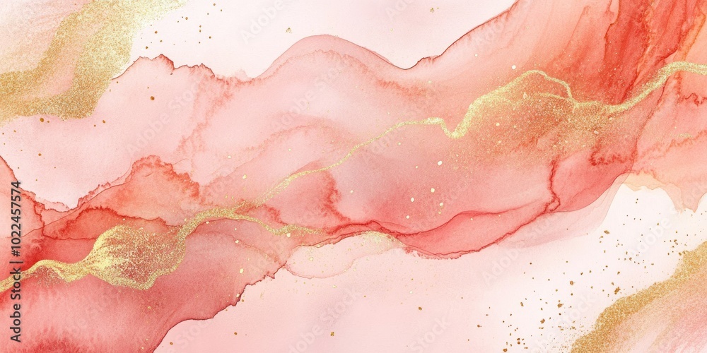 Terracotta and blush abstract watercolor art with subtle gold accents, ideal for modern and luxurious wall decor Terracotta and blush abstract watercolor art with subtle gold accents, ideal for modern and luxurious wall decor