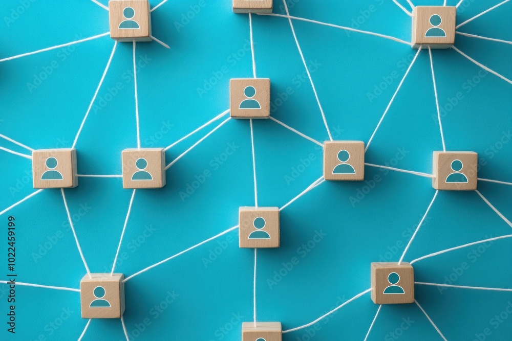 Interconnected Wooden Blocks Representing a Social Network Interconnected Wooden Blocks Representing a Social Network
