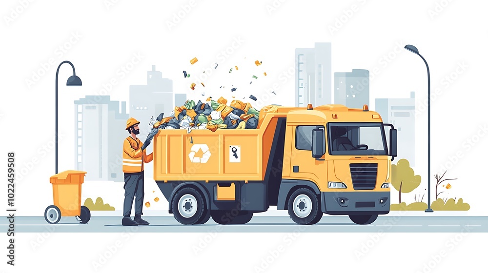 Garbage Truck Collection in the City Garbage Truck Collection in the City