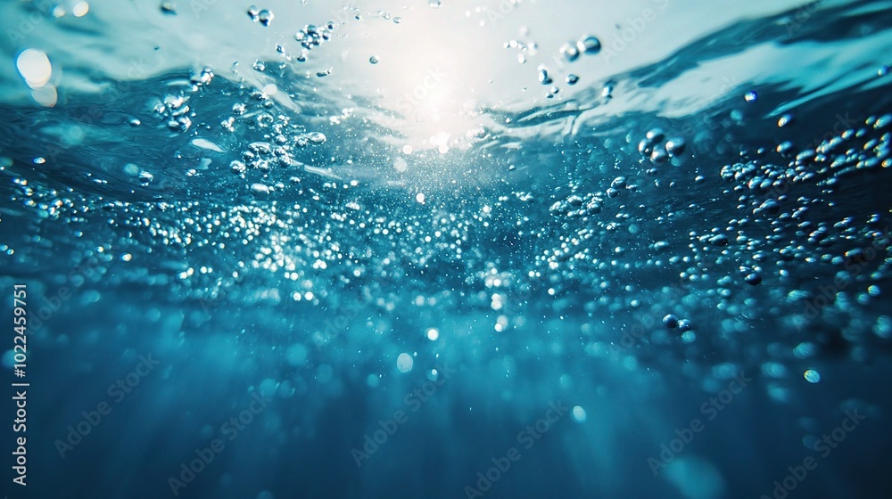 Underwater Scene with Bubbles and Sunlight Effects Underwater Scene with Bubbles and Sunlight Effects
