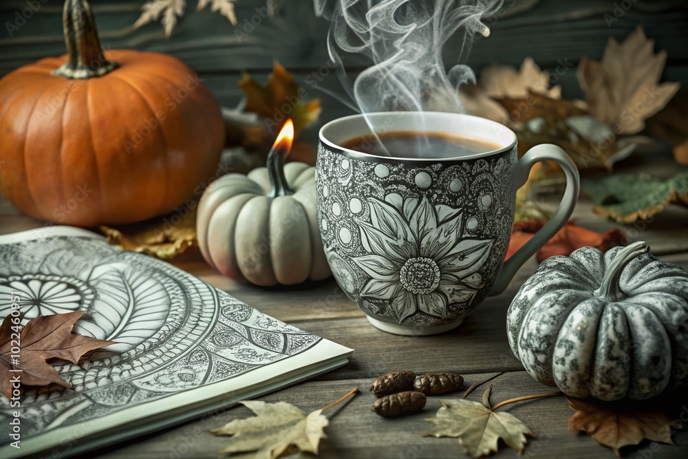 September Season Coloring Book Page - Autumn Leaves and Cozy Vibes for Relaxation September Season Coloring Book Page - Autumn Leaves and Cozy Vibes for Relaxation