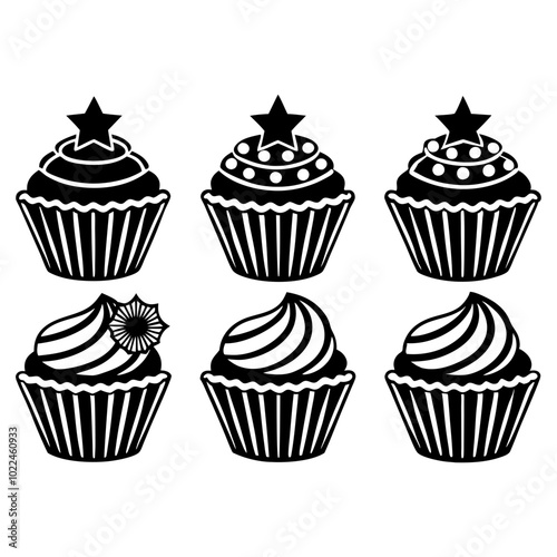 set of Cupcake Icon Silhouette vector illustration