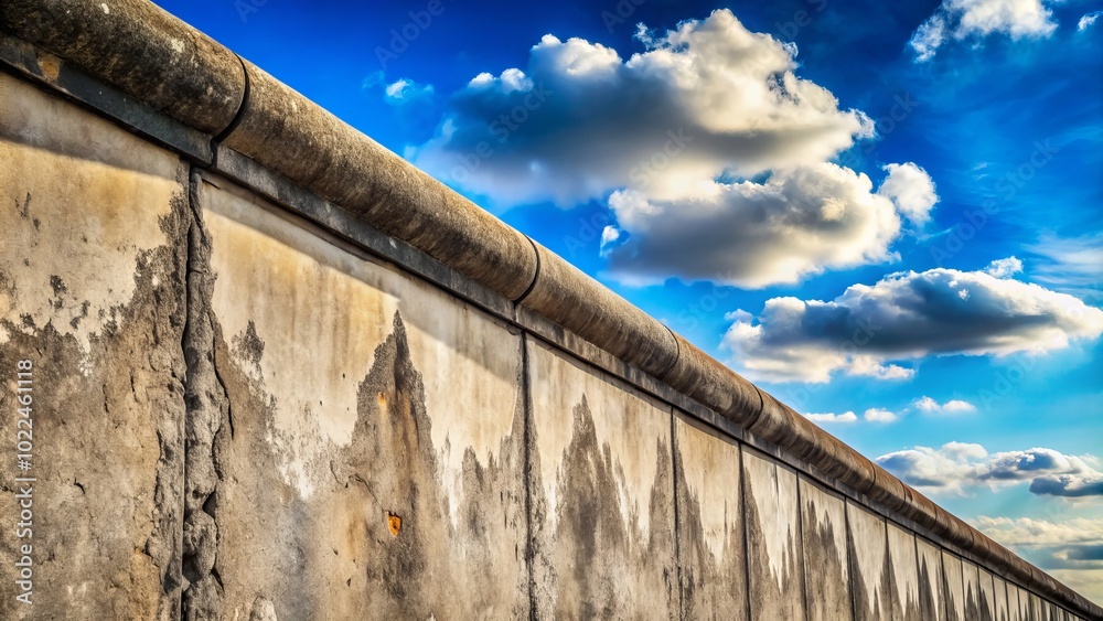 The Berlin Wall stands tall against a vibrant blue sky, a remarkable architectural feat symbolizing resilience, division, and the complex history of a nation. The Berlin Wall stands tall against a vibrant blue sky, a remarkable architectural feat symbolizing resilience, division, and the complex history of a nation.