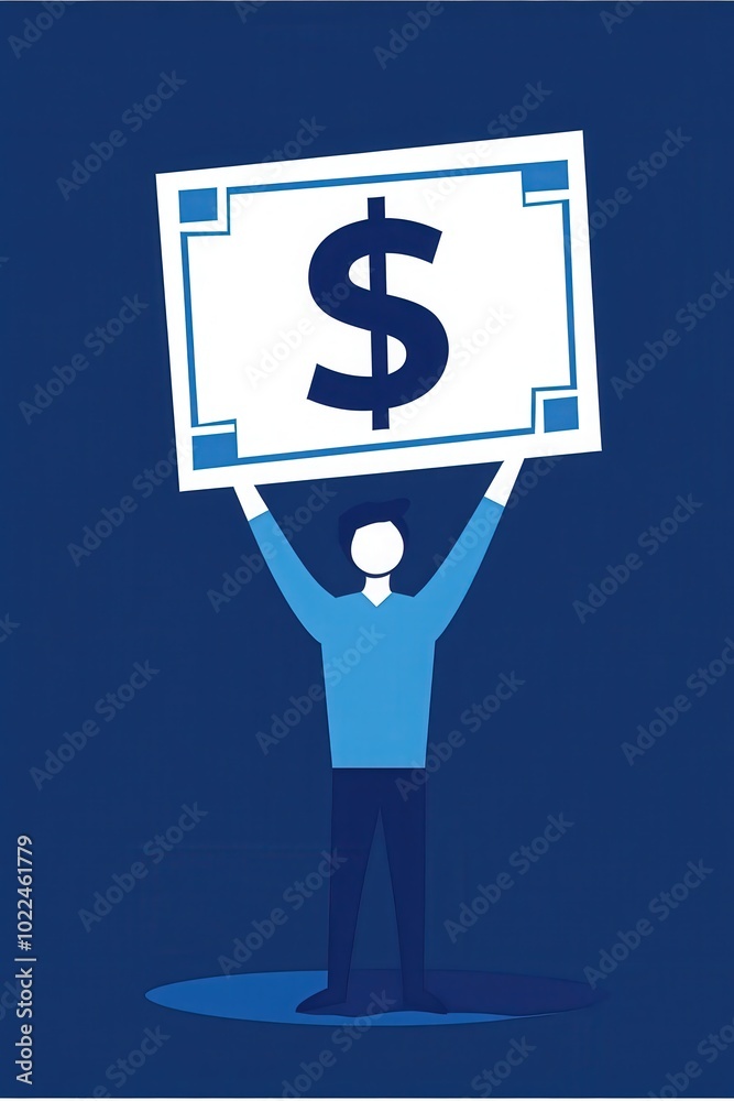 Person Holding Dollar Sign Poster Illustration Person Holding Dollar Sign Poster Illustration