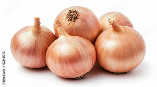 Wallpaper Mural Four Whole Brown Onions Isolated on White Background Torontodigital.ca