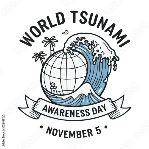 World Tsunami Awareness Day vector poster Design