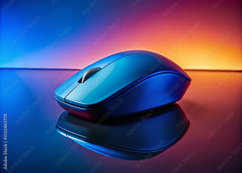 Sleek Blue Wireless Mouse Silhouette on Dualtone Background for Tech and Office Use Sleek Blue Wireless Mouse Silhouette on Dualtone Background for Tech and Office Use