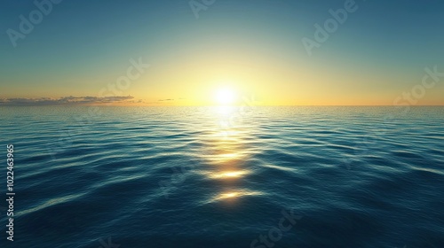 Sunset Glowing Over Calm Ocean Waves