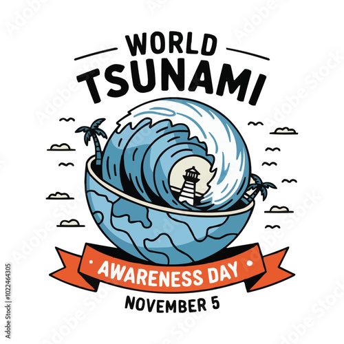 World Tsunami Awareness Day vector poster Design