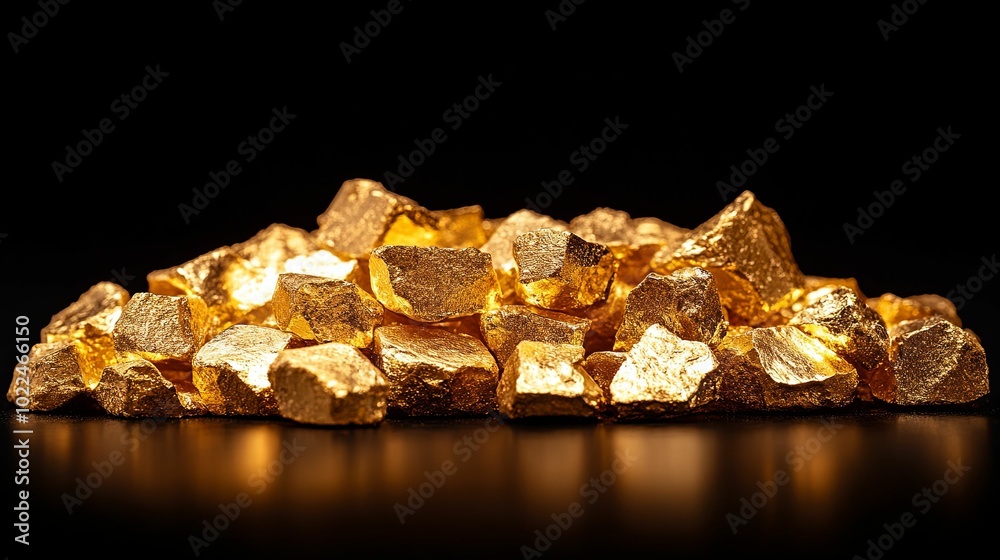 A Pile of Shiny Gold Nugget Rocks A Pile of Shiny Gold Nugget Rocks