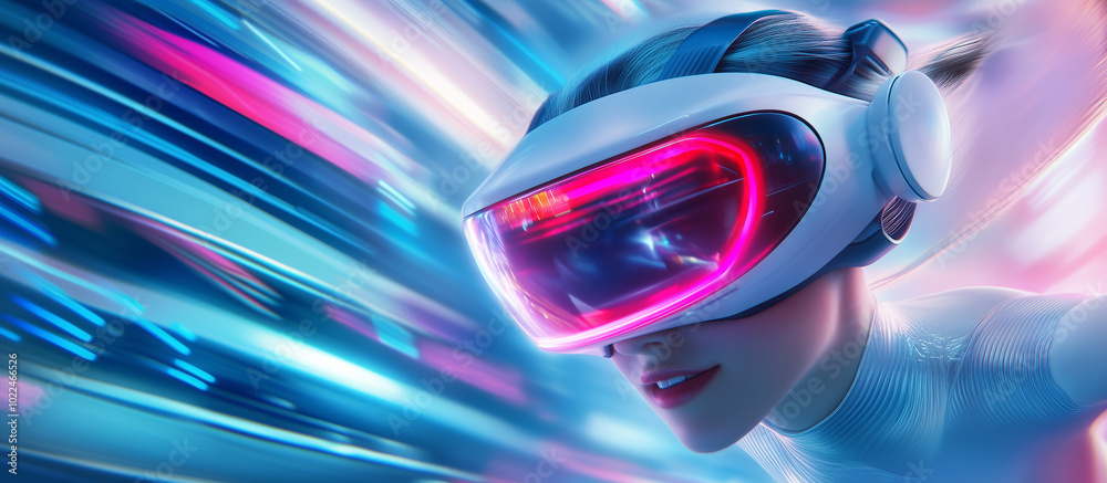 Young woman wearing VR glasses Young woman wearing VR glasses