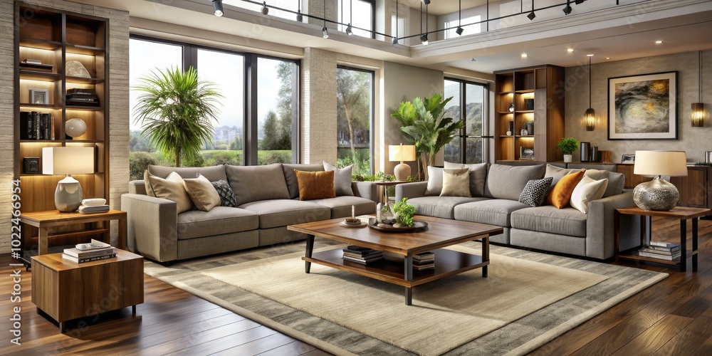 Elevate your living room with a modern furniture layout that optimally utilizes space and features two entrances for a seamless and stylish flow. Elevate your living room with a modern furniture layout that optimally utilizes space and features two entrances for a seamless and stylish flow.