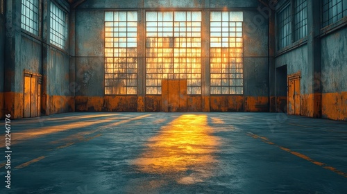 threedimensional rendering of an empty dimly lit warehouse showcasing industrial elements and shadows creating a sense of isolation and vastness ideal for moody storytelling visuals