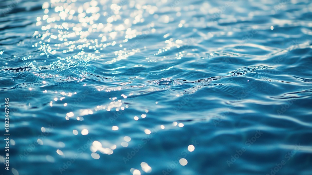 Tranquil Blue Water Surface with Sunlight Reflection Tranquil Blue Water Surface with Sunlight Reflection