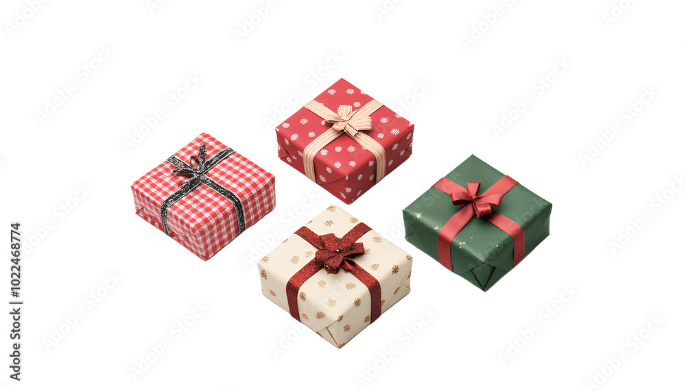 set of chirstmas gifts isolated on transparent background set of chirstmas gifts isolated on transparent background