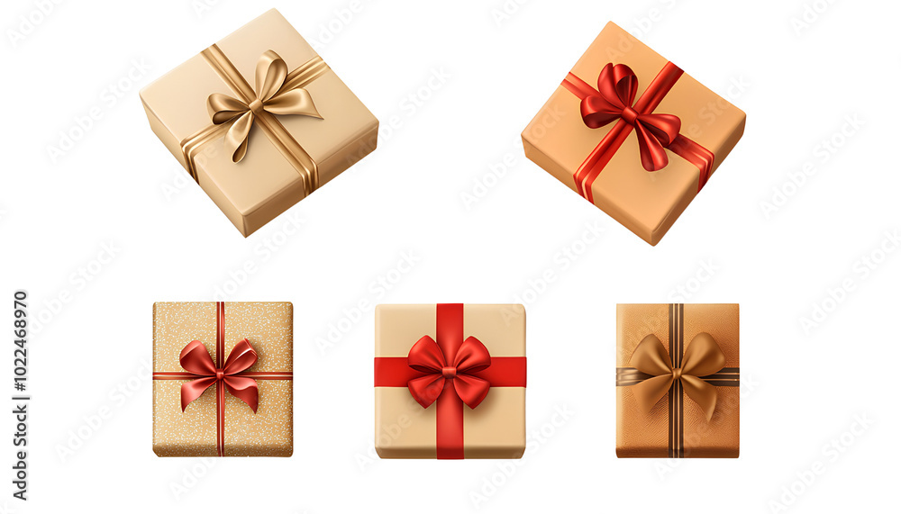 set of chirstmas gifts isolated on transparent background set of chirstmas gifts isolated on transparent background