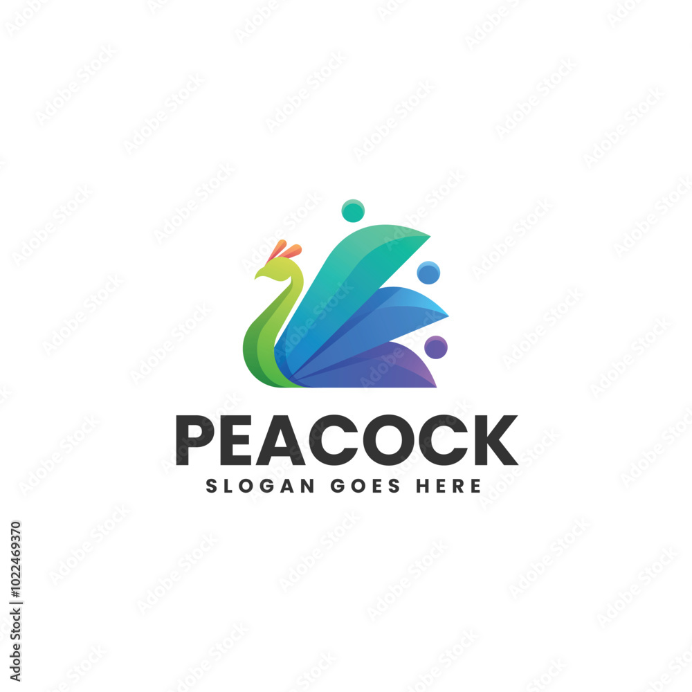 Fototapeta premium Vector Logo Illustration Peacock Gradient Colorful Style