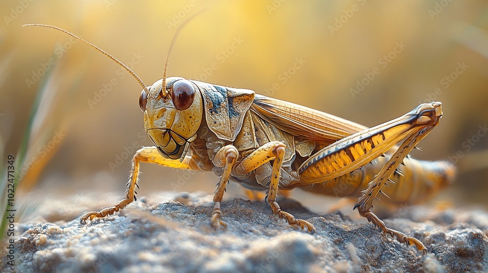 Fototapeta premium Close-Up of a Grasshopper in Nature