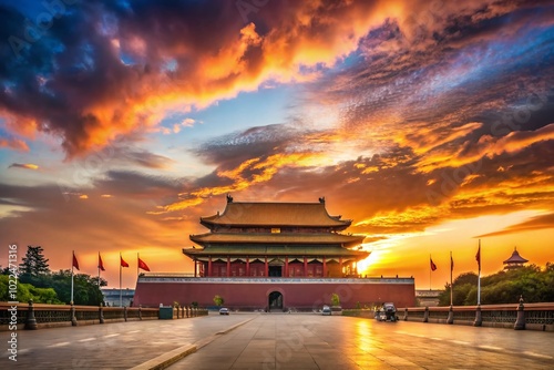 Stunning Silhouette of Tiananmen Gate at Dusk - Iconic Beijing Landmark