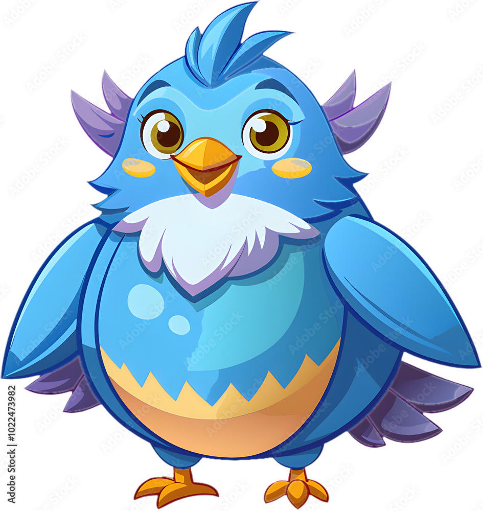 Fototapeta premium Gentle fluffy bird cartoon clipart for mindfulness designs.