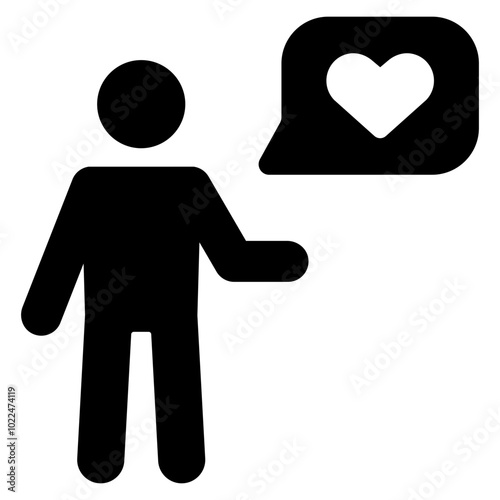 silhouette of a person with a heart icon