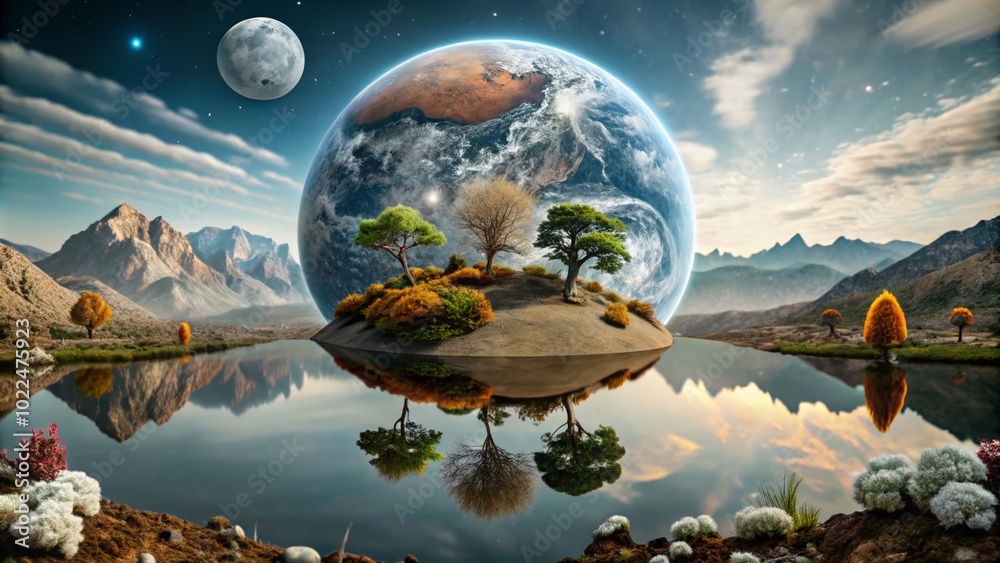 Surreal Landscape: Fragments of Earth and Sky in Dreamlike Harmony Surreal Landscape: Fragments of Earth and Sky in Dreamlike Harmony