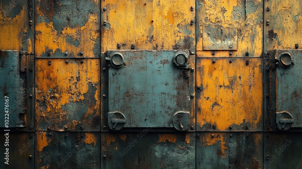 Rusty metal panels with a weathered texture and industrial feel. Rusty metal panels with a weathered texture and industrial feel.