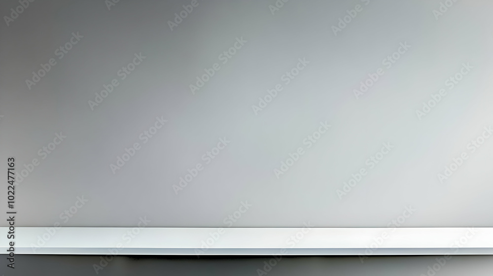 A Simple White Shelf Against a Light Grey Wall, Ready for Display A Simple White Shelf Against a Light Grey Wall, Ready for Display