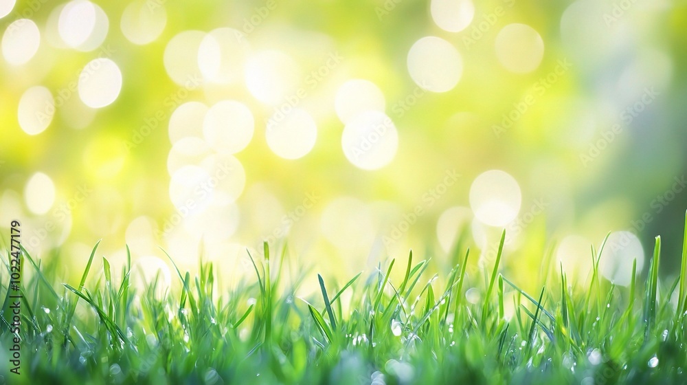 Soft Focus Background of Green Grass and Bokeh Lights Soft Focus Background of Green Grass and Bokeh Lights