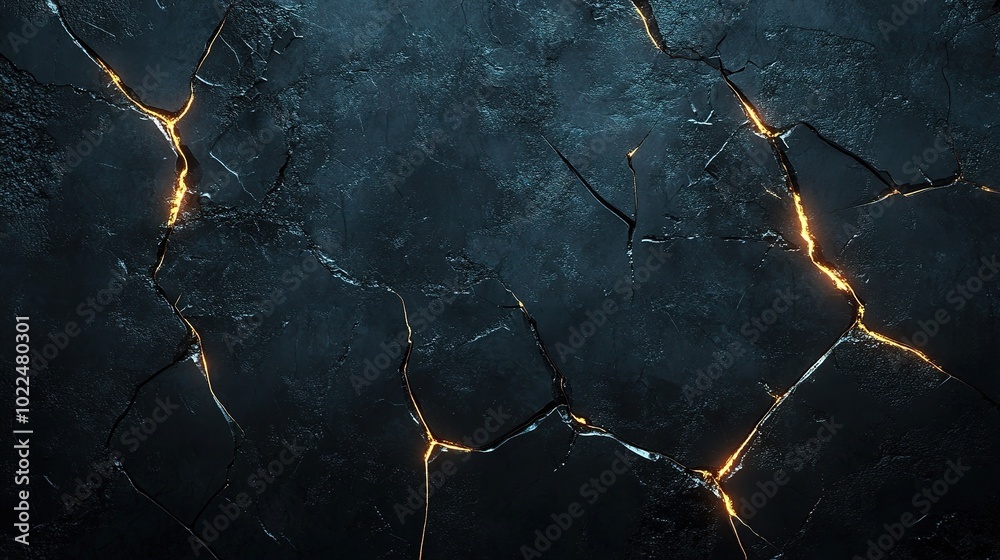 Obraz premium Dark Cracked Surface with Glowing Lines